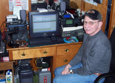 John KD8AGO at his radio operating position, northwest Ohio